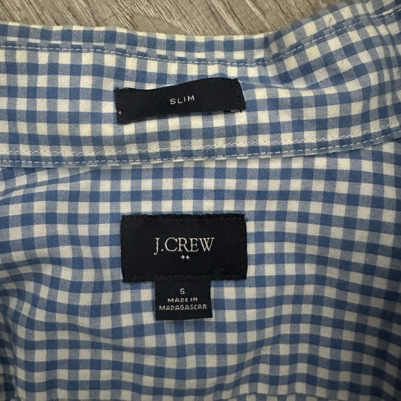 J. Crew Shirt Men's S Blue Slim Fit Checkered Gingham Long Sleeve Plaid Shirt - Picture 10 of 11